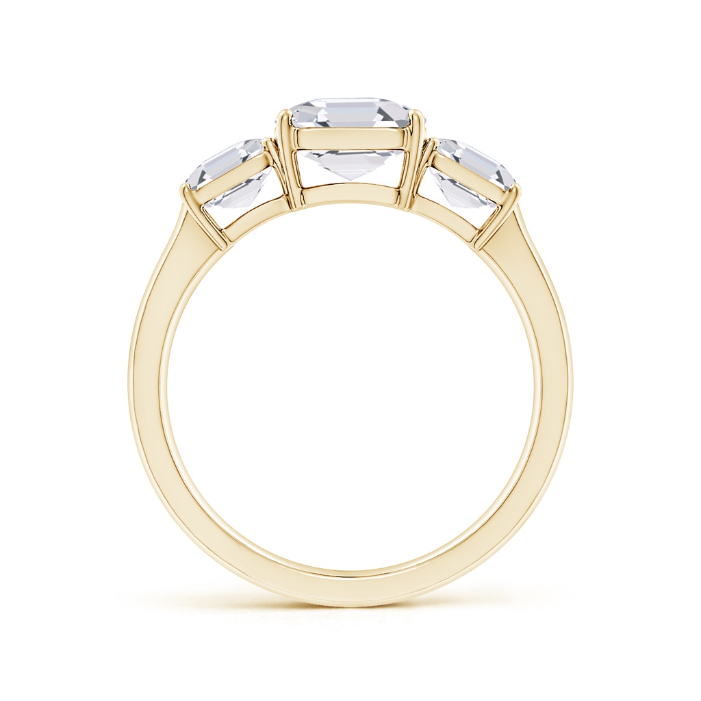7mm FGVS Lab-Grown Asscher-Cut Diamond Three Stone Classic Engagement Ring in Yellow Gold Side 199