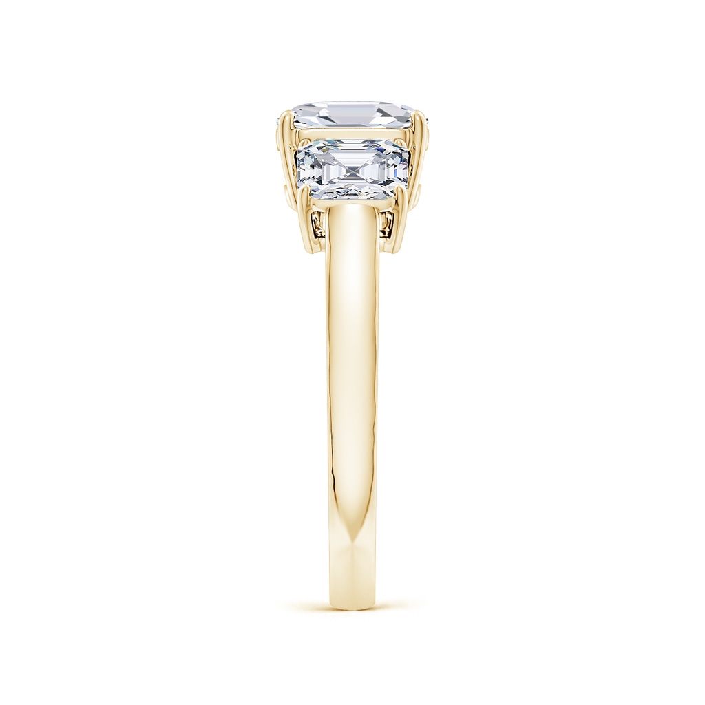 7mm FGVS Lab-Grown Asscher-Cut Diamond Three Stone Classic Engagement Ring in Yellow Gold Side 299
