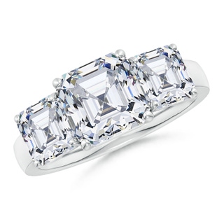 8mm FGVS Lab-Grown Asscher-Cut Diamond Three Stone Classic Engagement Ring in P950 Platinum