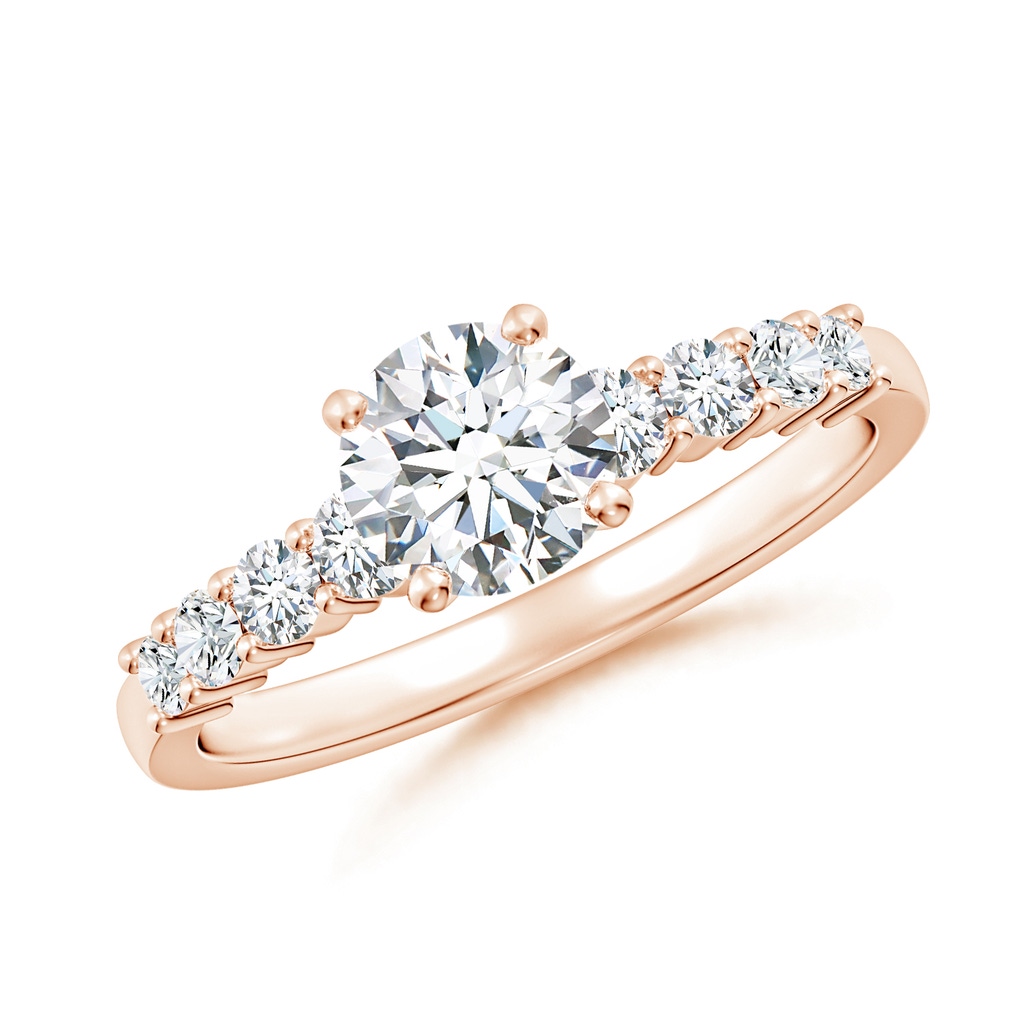 5.9mm FGVS Lab-Grown Solitaire Round Diamond Graduated Engagement Ring in Rose Gold