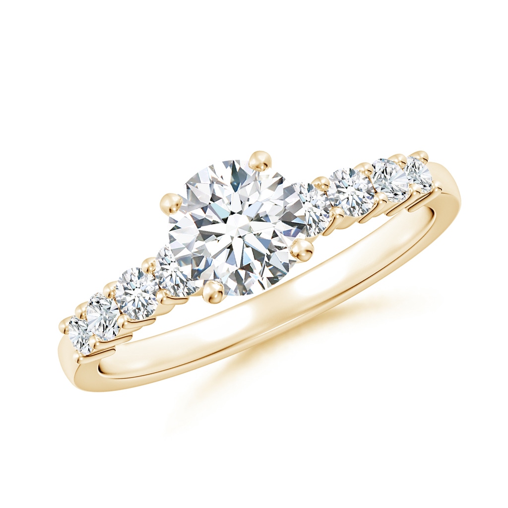 5.9mm FGVS Lab-Grown Solitaire Round Diamond Graduated Engagement Ring in Yellow Gold