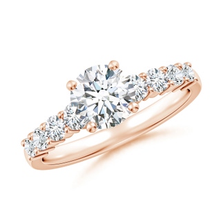 6.5mm FGVS Lab-Grown Solitaire Round Diamond Graduated Engagement Ring in Rose Gold