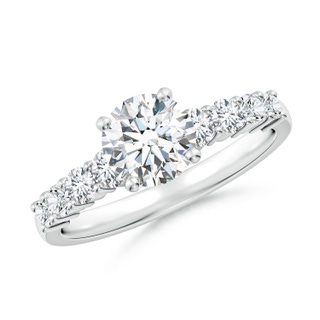 6.5mm FGVS Lab-Grown Solitaire Round Diamond Graduated Engagement Ring in White Gold