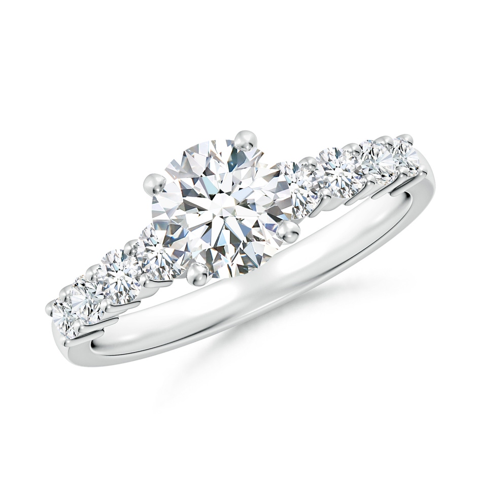 6.5mm FGVS Lab-Grown Solitaire Round Diamond Graduated Engagement Ring in White Gold 