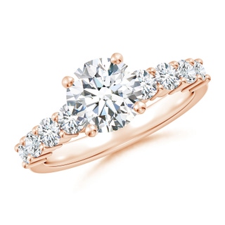 7.4mm FGVS Lab-Grown Solitaire Round Diamond Graduated Engagement Ring in 18K Rose Gold