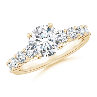 7.4mm FGVS Lab-Grown Solitaire Round Diamond Graduated Engagement Ring in Yellow Gold