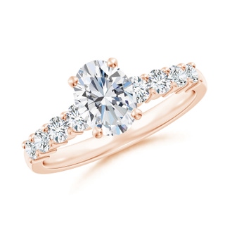 7.7x5.7mm FGVS Lab-Grown Solitaire Oval Diamond Graduated Engagement Ring in 10K Rose Gold