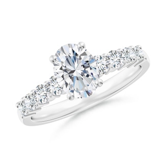 7.7x5.7mm FGVS Lab-Grown Solitaire Oval Diamond Graduated Engagement Ring in P950 Platinum