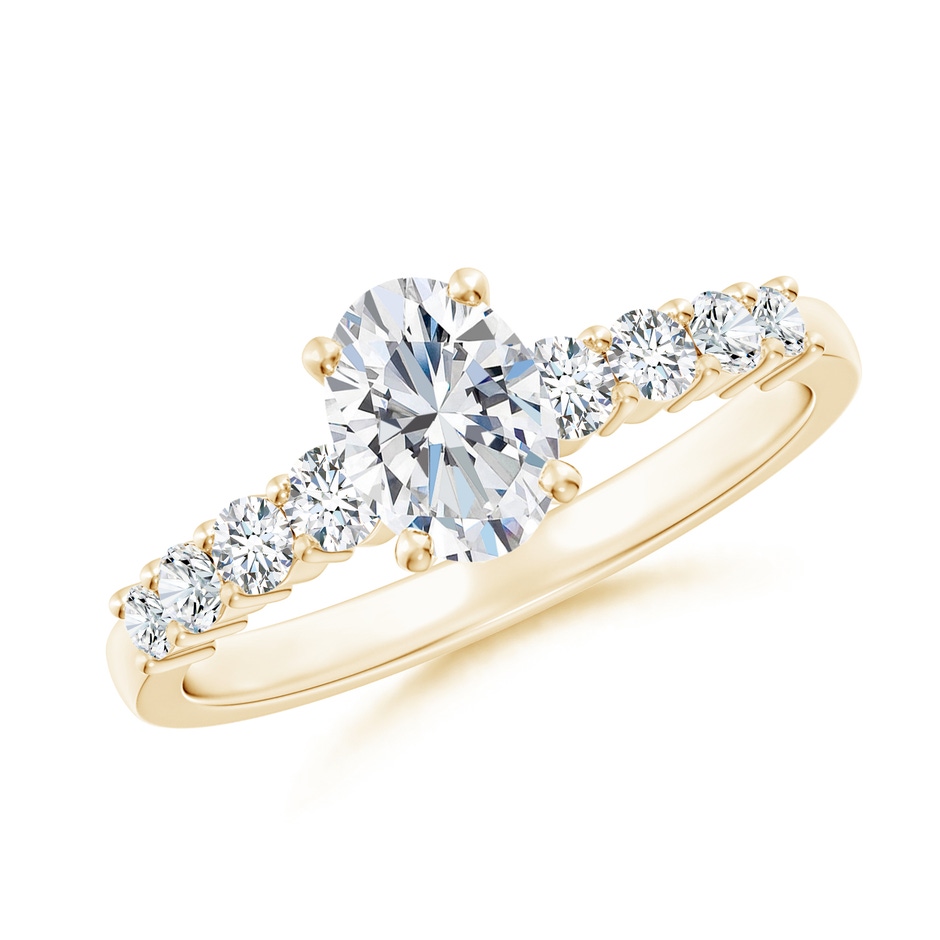 7x5mm FGVS Lab-Grown Solitaire Oval Diamond Graduated Engagement Ring in 10K Yellow Gold 