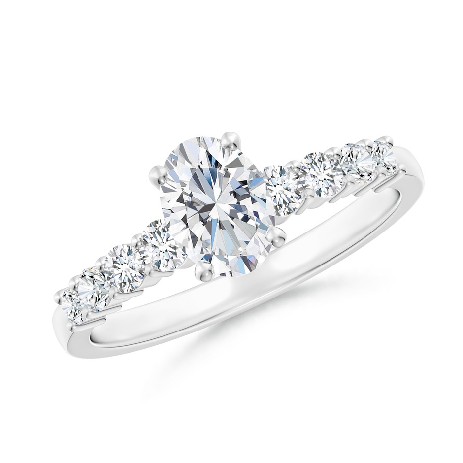 7x5mm FGVS Lab-Grown Solitaire Oval Diamond Graduated Engagement Ring in P950 Platinum 