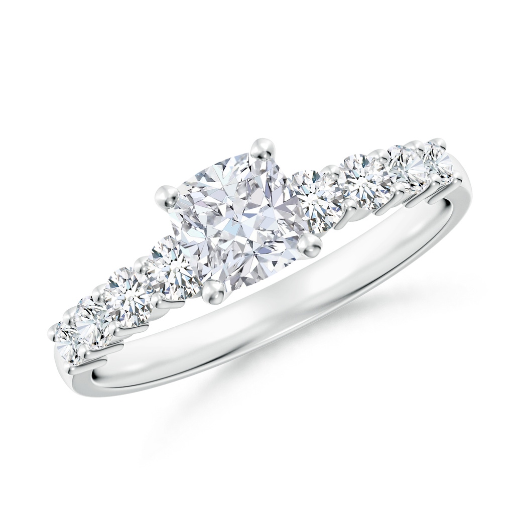 5.25mm FGVS Lab-Grown Solitaire Cushion Diamond Graduated Engagement Ring in White Gold