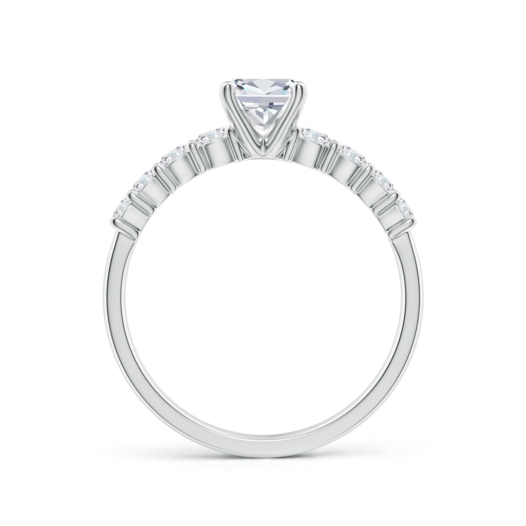 5.25mm FGVS Lab-Grown Solitaire Cushion Diamond Graduated Engagement Ring in White Gold Side 199