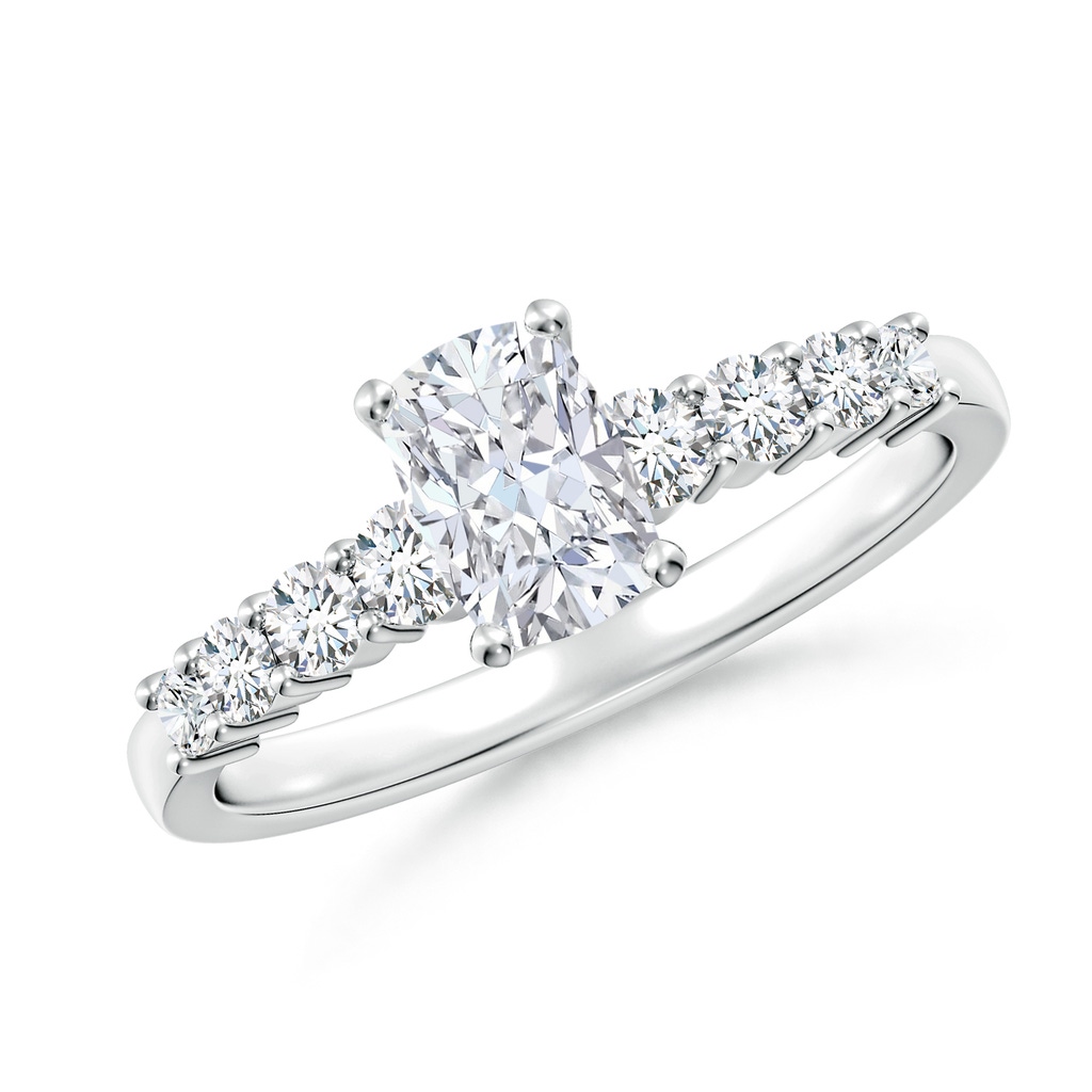 6.5x4.5mm FGVS Lab-Grown Solitaire Cushion Rectangular Diamond Graduated Engagement Ring in White Gold