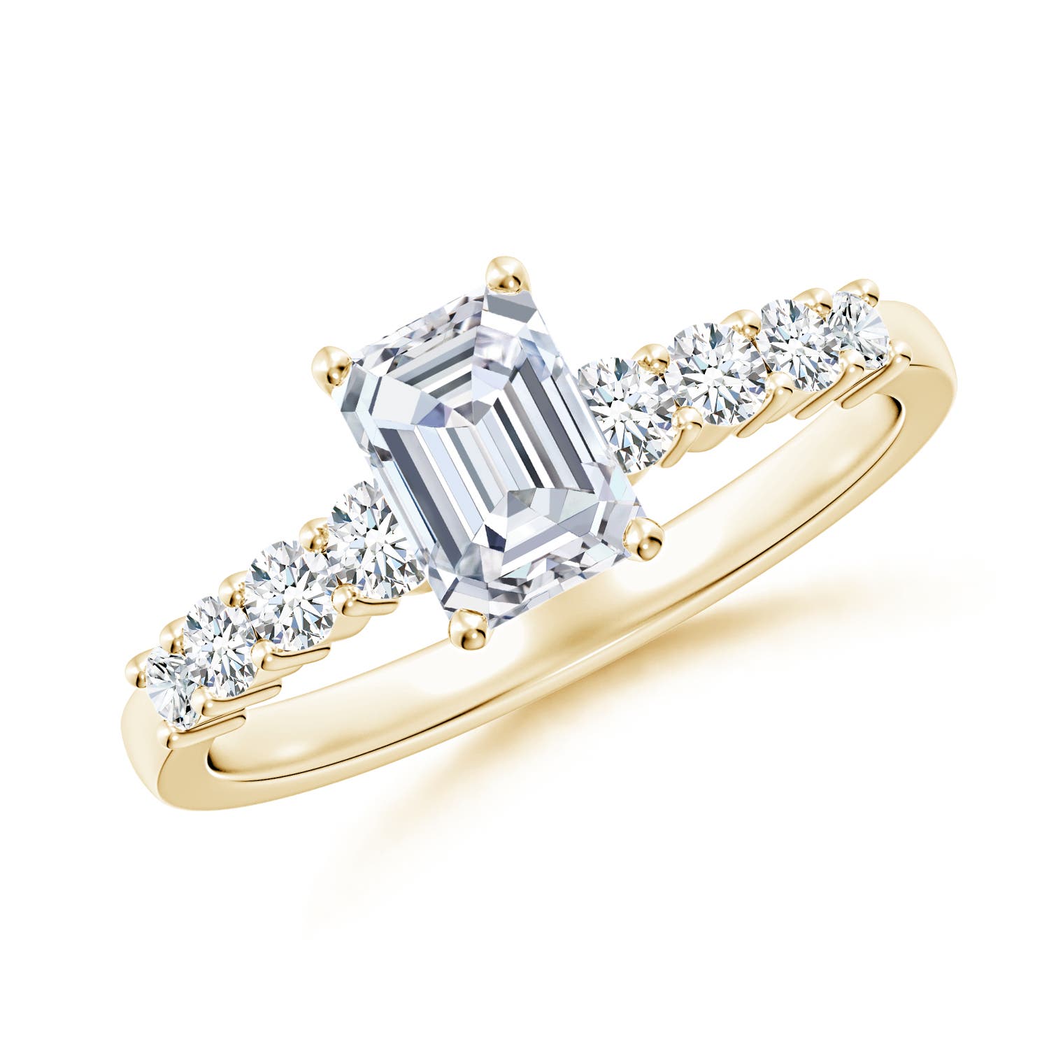 6.5x4.5mm FGVS Lab-Grown Solitaire Emerald-Cut Diamond Graduated Engagement Ring in 18K Yellow Gold