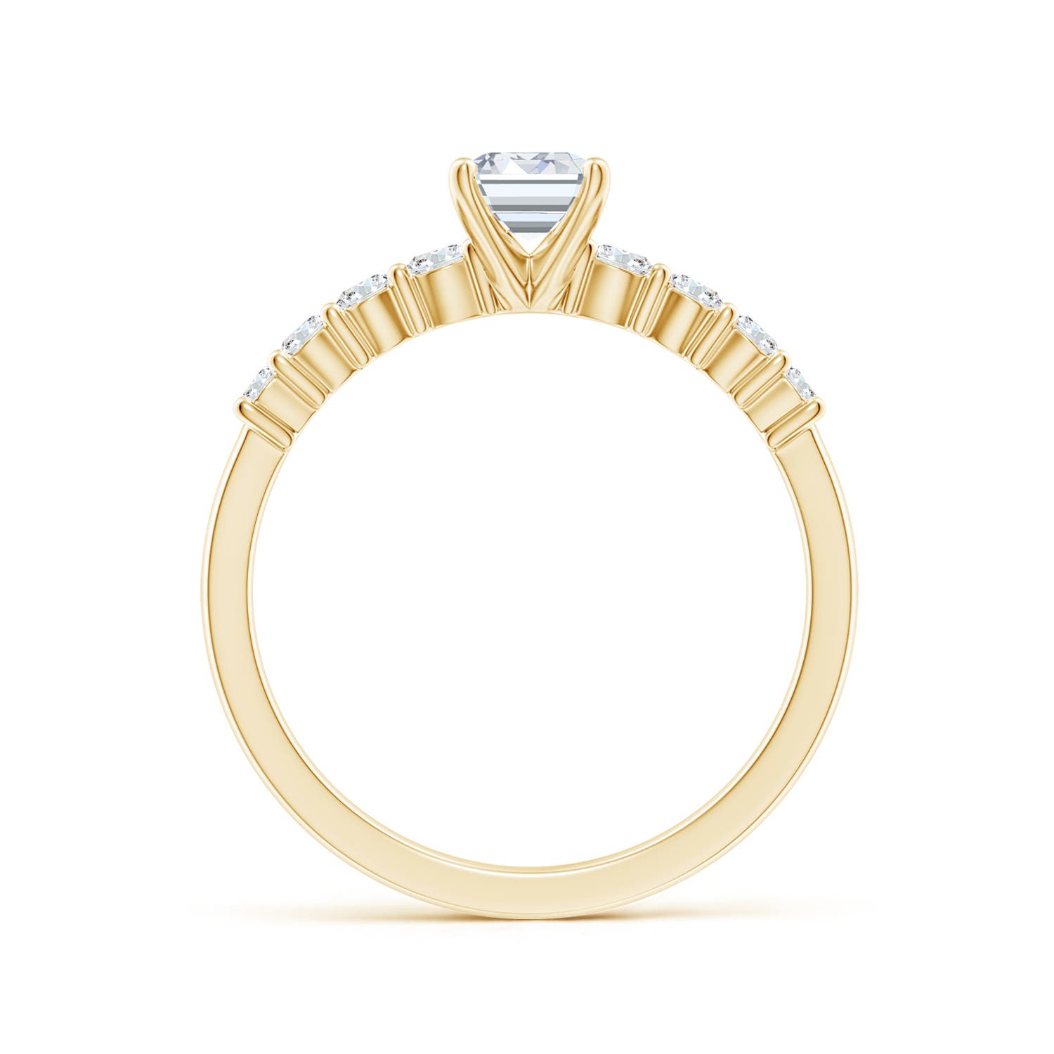 6.5x4.5mm FGVS Lab-Grown Solitaire Emerald-Cut Diamond Graduated Engagement Ring in 18K Yellow Gold