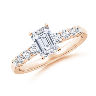 6.5x4.5mm FGVS Lab-Grown Solitaire Emerald-Cut Diamond Graduated Engagement Ring in Rose Gold