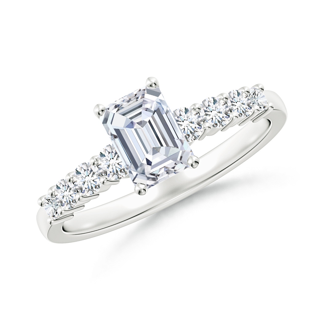 6.5x4.5mm FGVS Lab-Grown Solitaire Emerald-Cut Diamond Graduated Engagement Ring in White Gold