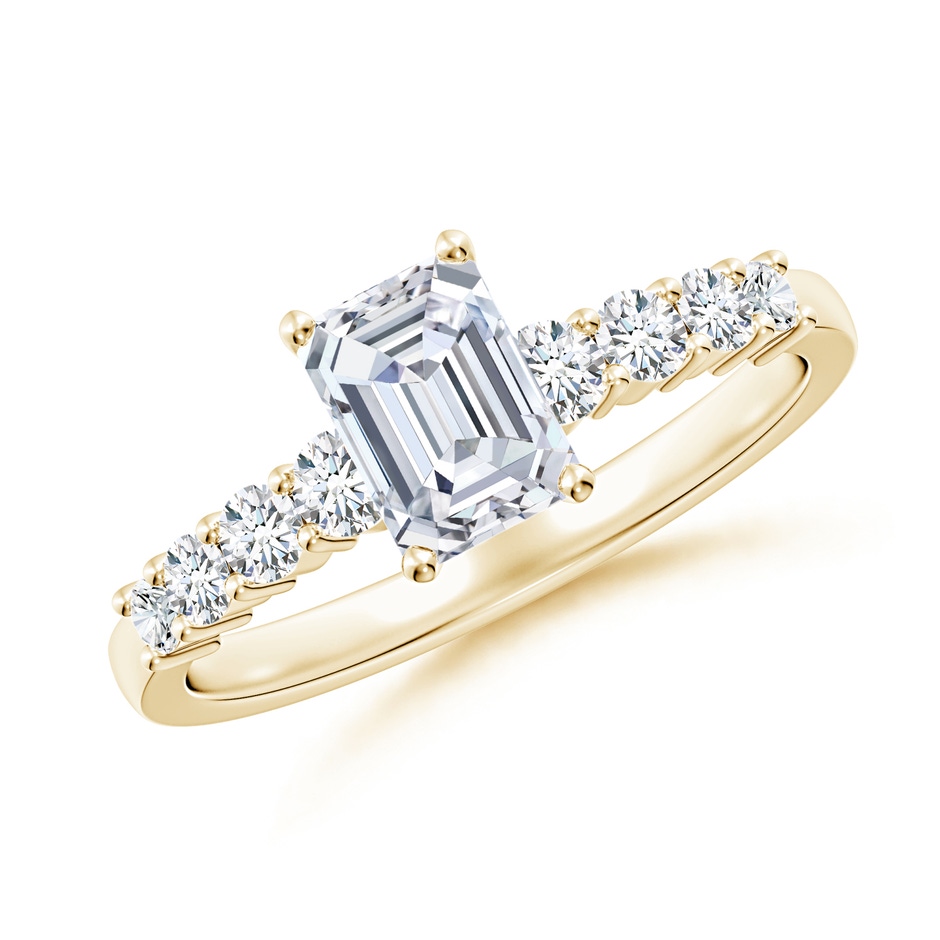 6.5x4.5mm FGVS Lab-Grown Solitaire Emerald-Cut Diamond Graduated Engagement Ring in Yellow Gold 