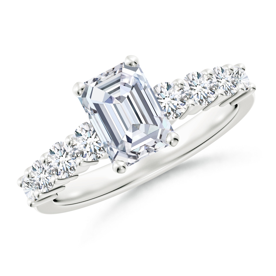 7.5x5.5mm FGVS Lab-Grown Solitaire Emerald-Cut Diamond Graduated Engagement Ring in 18K White Gold 