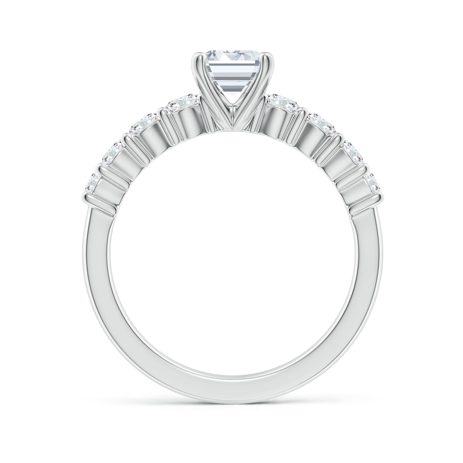 7.5x5.5mm FGVS Lab-Grown Solitaire Emerald-Cut Diamond Graduated Engagement Ring in White Gold