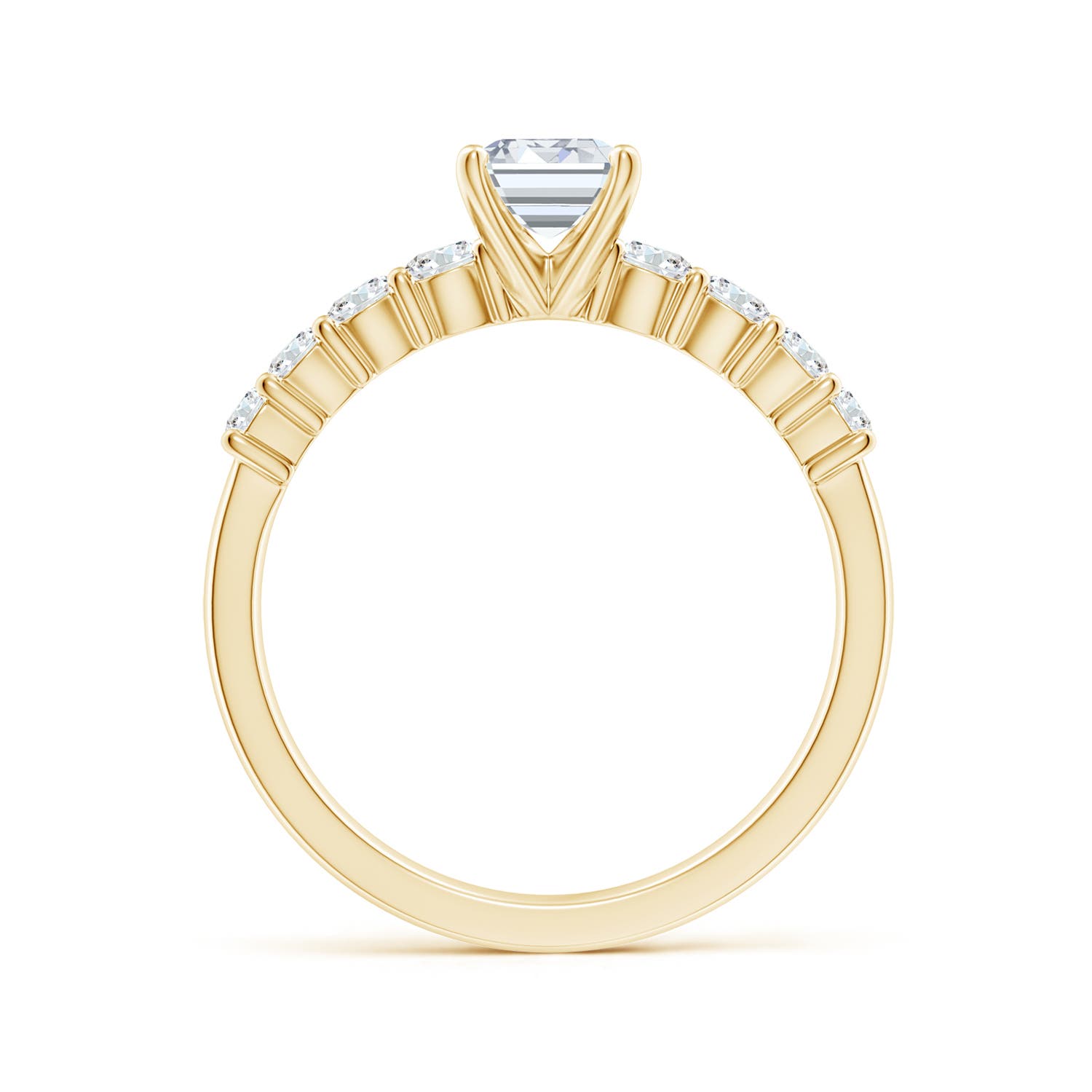 7x5mm FGVS Lab-Grown Solitaire Emerald-Cut Diamond Graduated Engagement Ring in Yellow Gold - side 3