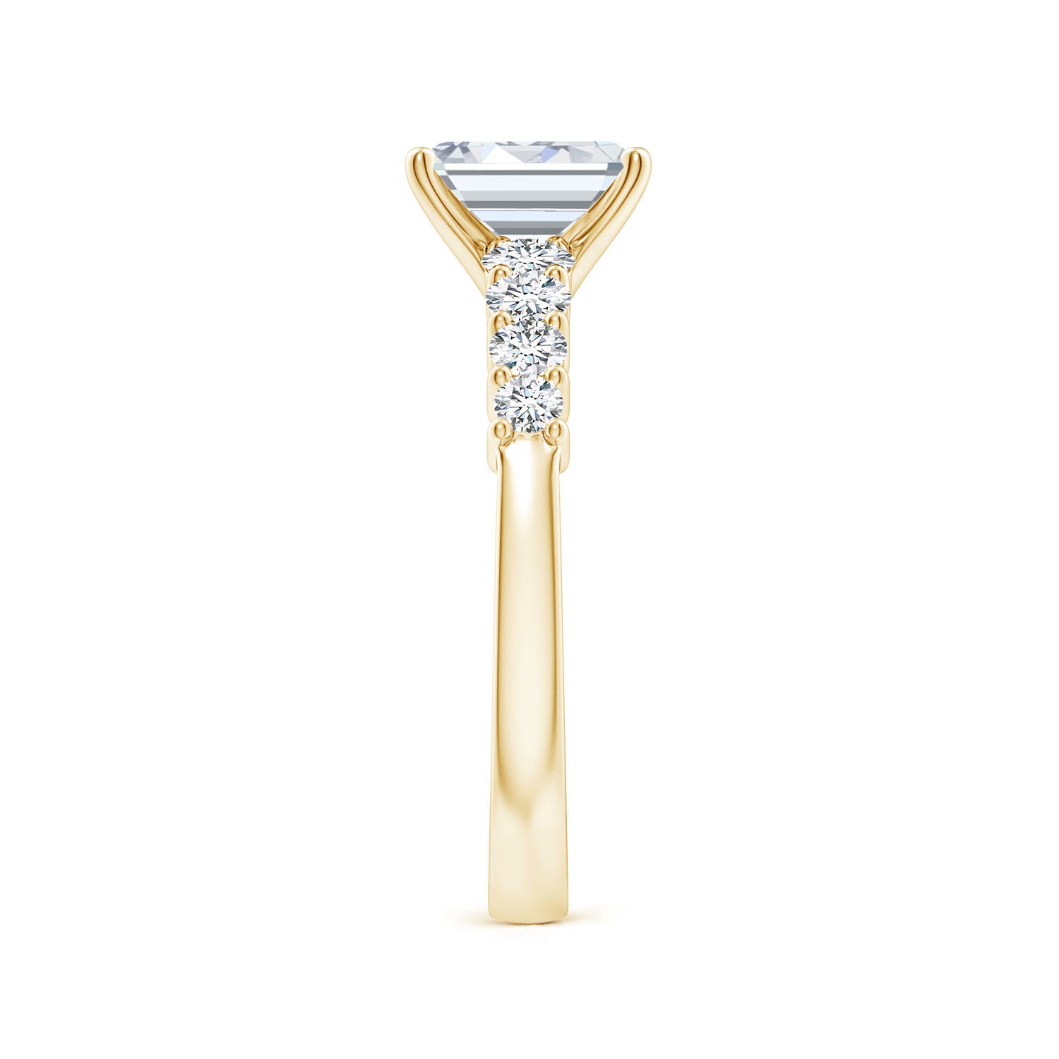 7x5mm FGVS Lab-Grown Solitaire Emerald-Cut Diamond Graduated Engagement Ring in Yellow Gold - side 4