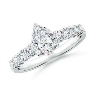 7.7x5.7mm FGVS Lab-Grown Solitaire Pear Diamond Graduated Engagement Ring in White Gold