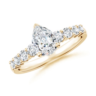 7.7x5.7mm FGVS Lab-Grown Solitaire Pear Diamond Graduated Engagement Ring in Yellow Gold