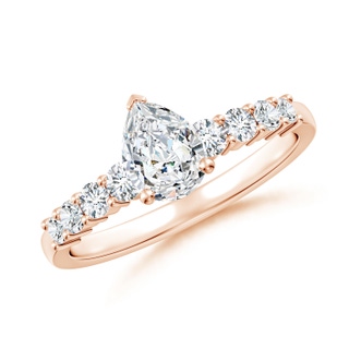 7x5mm FGVS Lab-Grown Solitaire Pear Diamond Graduated Engagement Ring in 9K Rose Gold