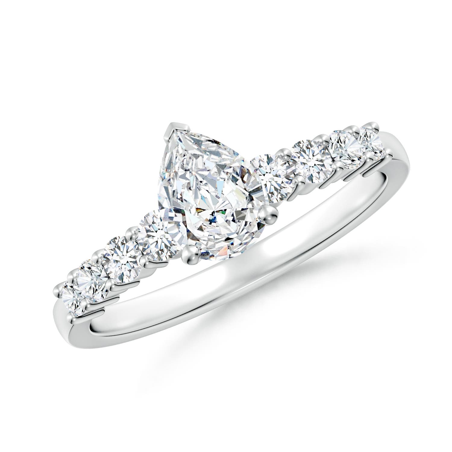 Lab-Grown Solitaire Pear Diamond Graduated Engagement Ring