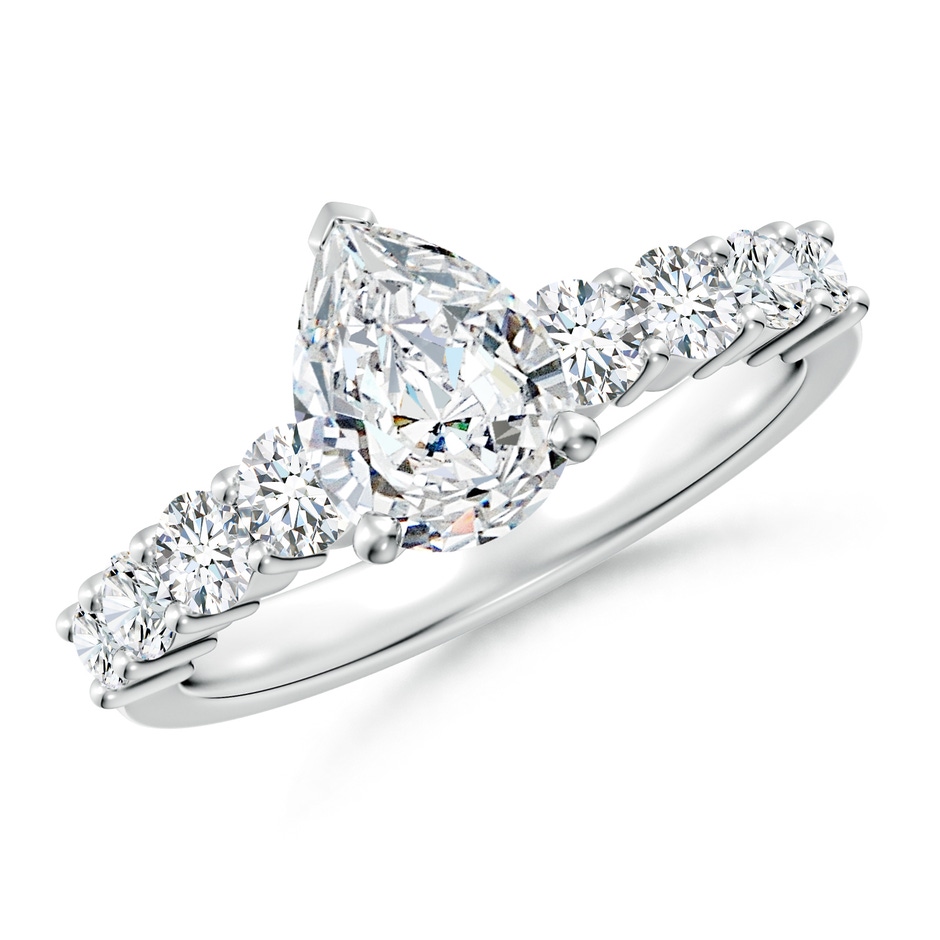 8.5x6.5mm FGVS Lab-Grown Solitaire Pear Diamond Graduated Engagement Ring in White Gold 
