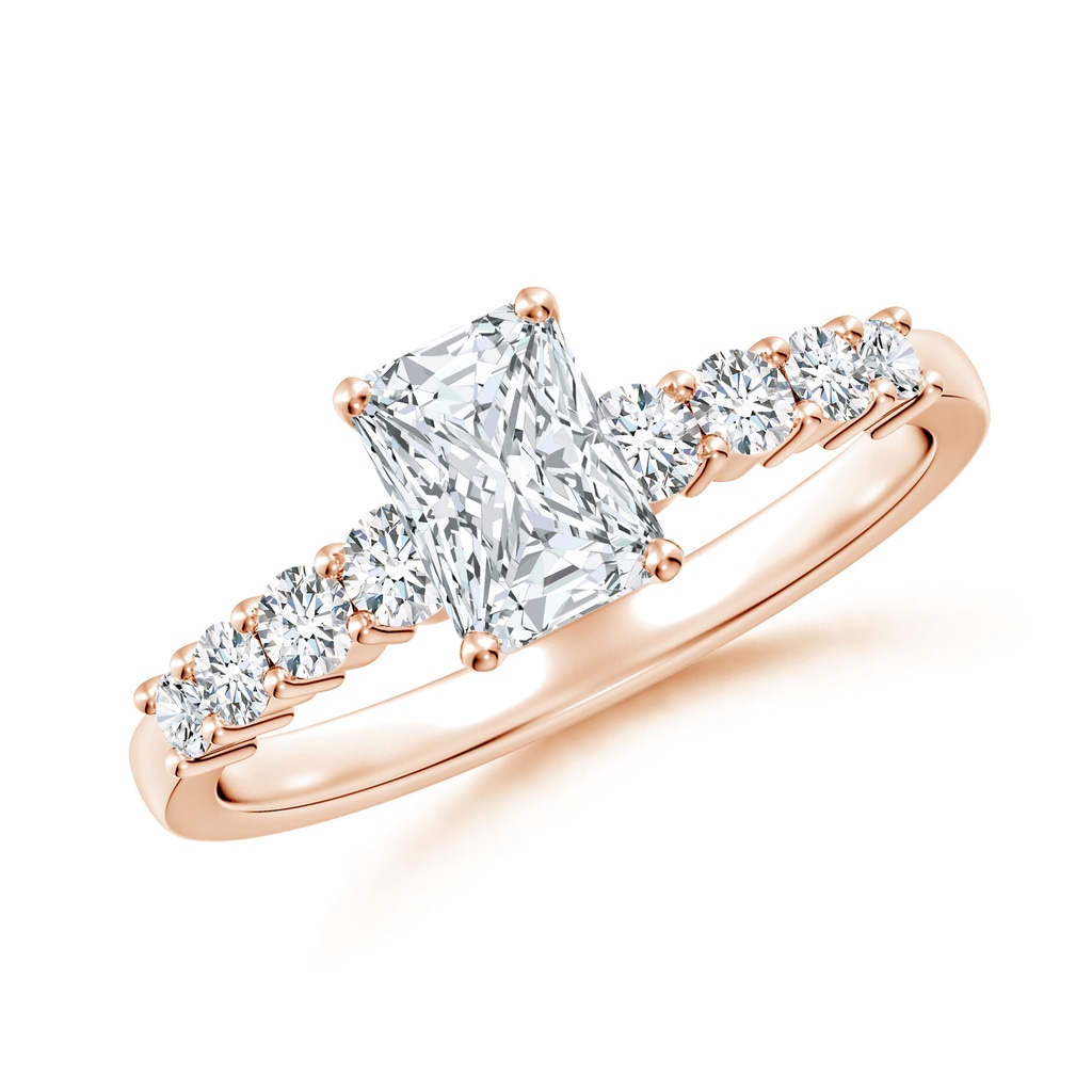 6.5x4.5mm FGVS Lab-Grown Solitaire Radiant-Cut Diamond Graduated Engagement Ring in Rose Gold
