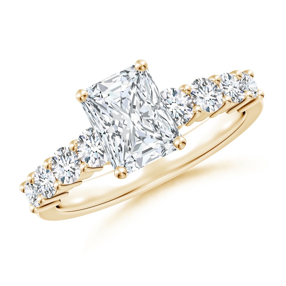 7.5x5.8mm FGVS Lab-Grown Solitaire Radiant-Cut Diamond Graduated Engagement Ring in Yellow Gold 