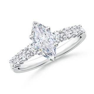 10x5mm FGVS Lab-Grown Solitaire Marquise Diamond Graduated Engagement Ring in P950 Platinum