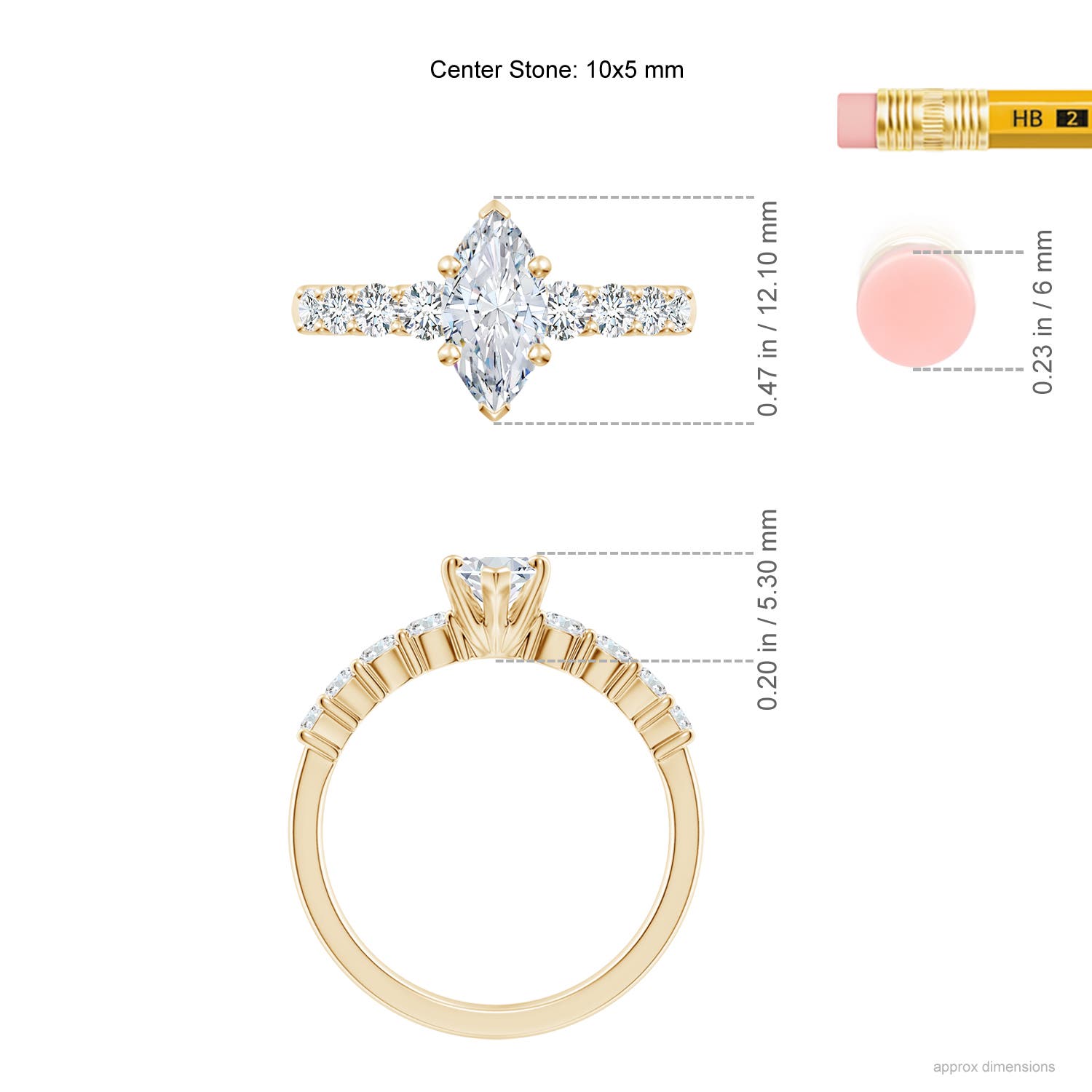 Lab-Grown Solitaire Marquise Diamond Graduated Engagement Ring