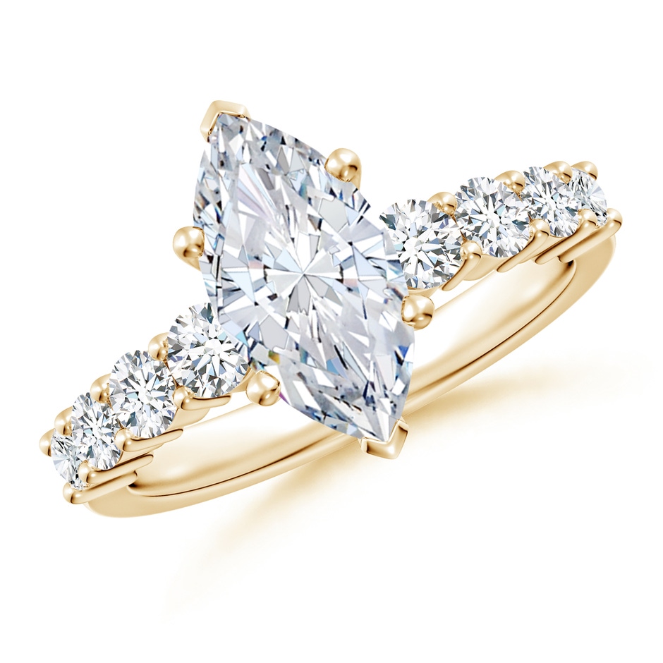 12x6mm FGVS Lab-Grown Solitaire Marquise Diamond Graduated Engagement Ring in 10K Yellow Gold 