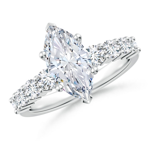 12x6mm FGVS Lab-Grown Solitaire Marquise Diamond Graduated Engagement Ring in P950 Platinum