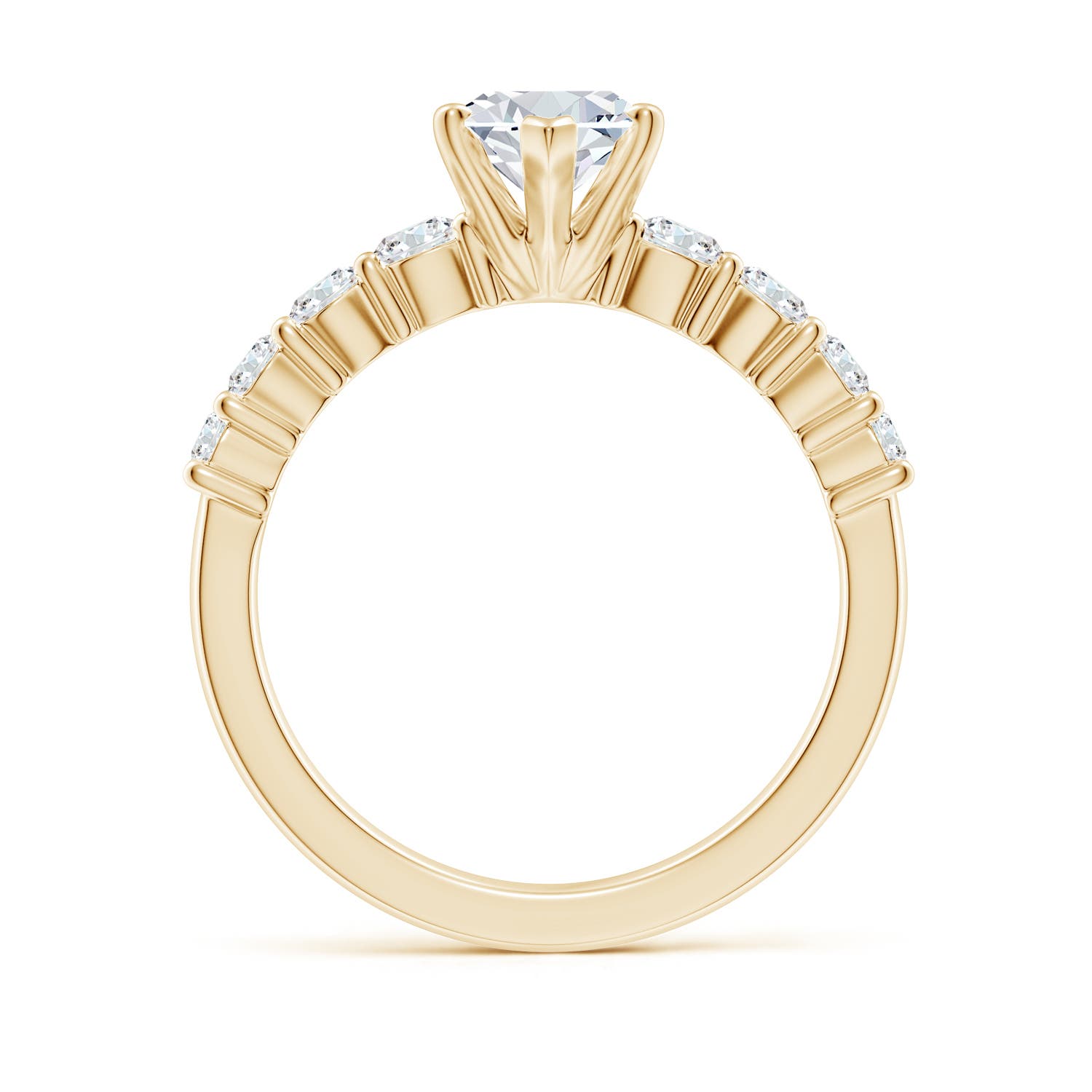 12x6mm FGVS Lab-Grown Solitaire Marquise Diamond Graduated Engagement Ring in Yellow Gold - side 3