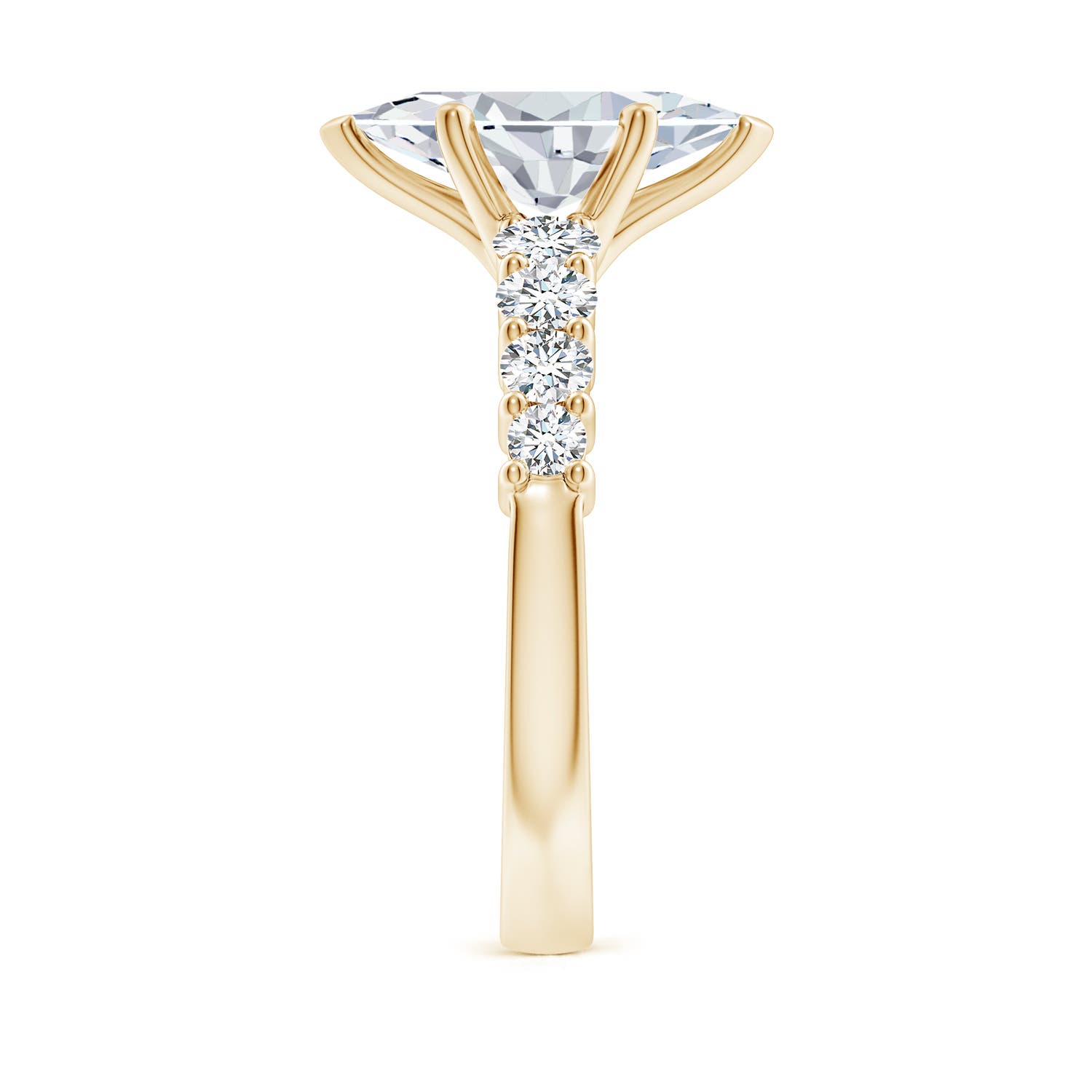 12x6mm FGVS Lab-Grown Solitaire Marquise Diamond Graduated Engagement Ring in Yellow Gold - side 4