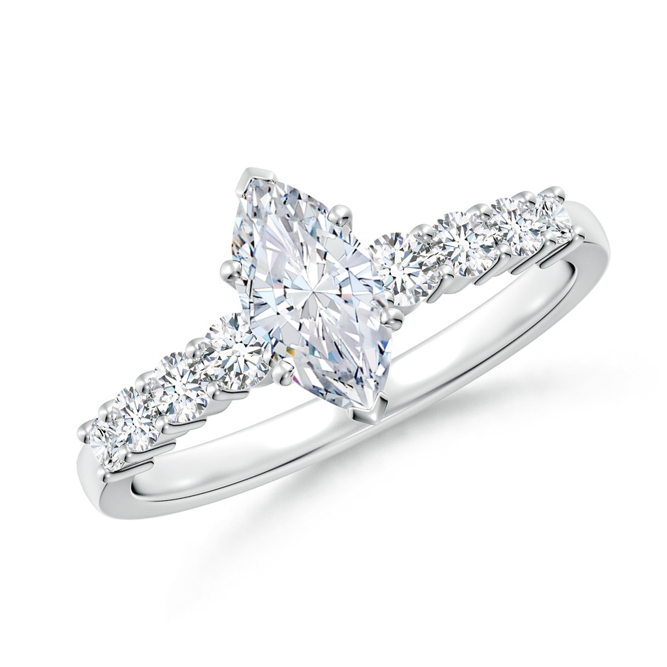 9x4.5mm FGVS Lab-Grown Solitaire Marquise Diamond Graduated Engagement Ring in 10K White Gold 