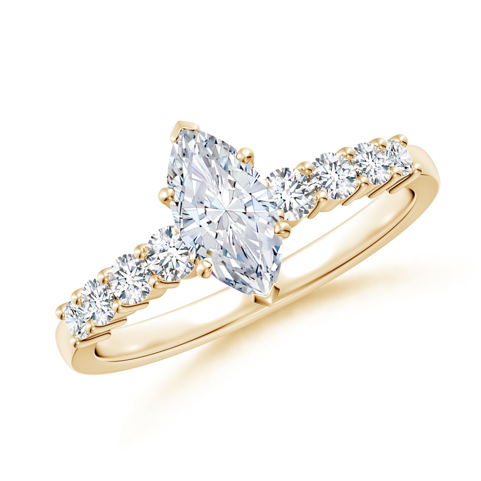 9x4.5mm FGVS Lab-Grown Solitaire Marquise Diamond Graduated Engagement Ring in Yellow Gold 