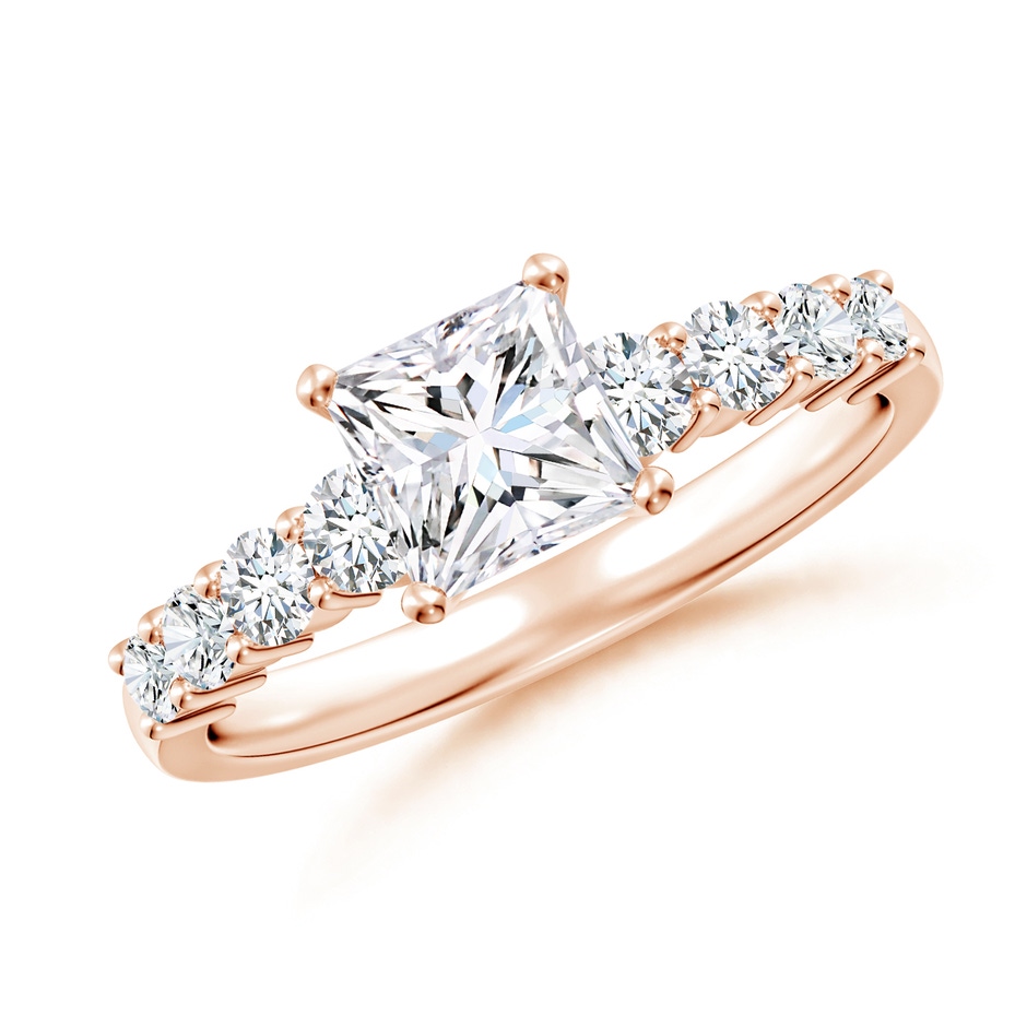 5.5mm FGVS Lab-Grown Solitaire Princess-Cut Diamond Graduated Engagement Ring in Rose Gold 
