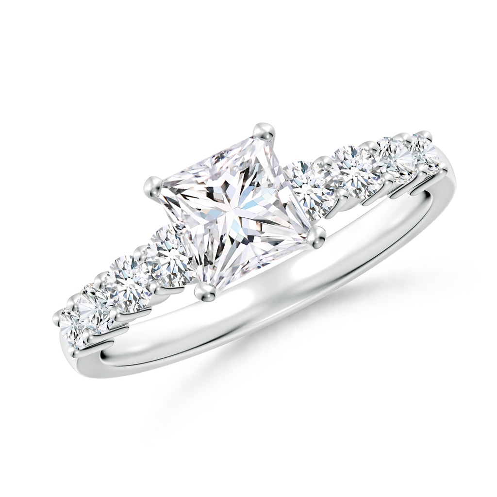 5.5mm FGVS Lab-Grown Solitaire Princess-Cut Diamond Graduated Engagement Ring in White Gold