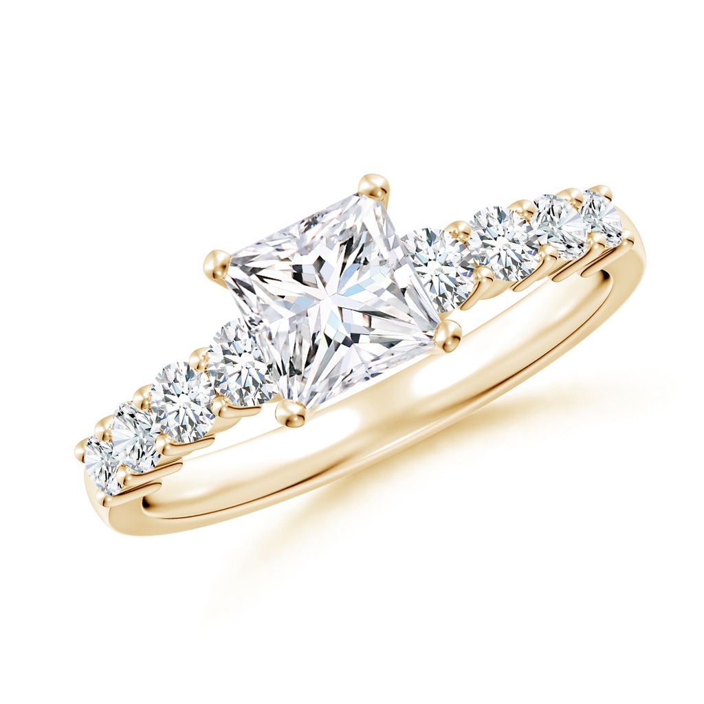 5.5mm FGVS Lab-Grown Solitaire Princess-Cut Diamond Graduated Engagement Ring in Yellow Gold