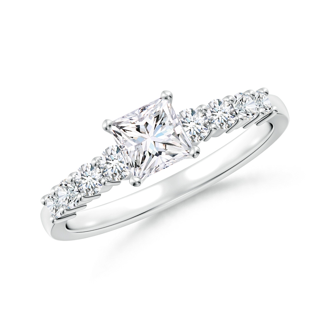 5mm FGVS Lab-Grown Solitaire Princess-Cut Diamond Graduated Engagement Ring in White Gold