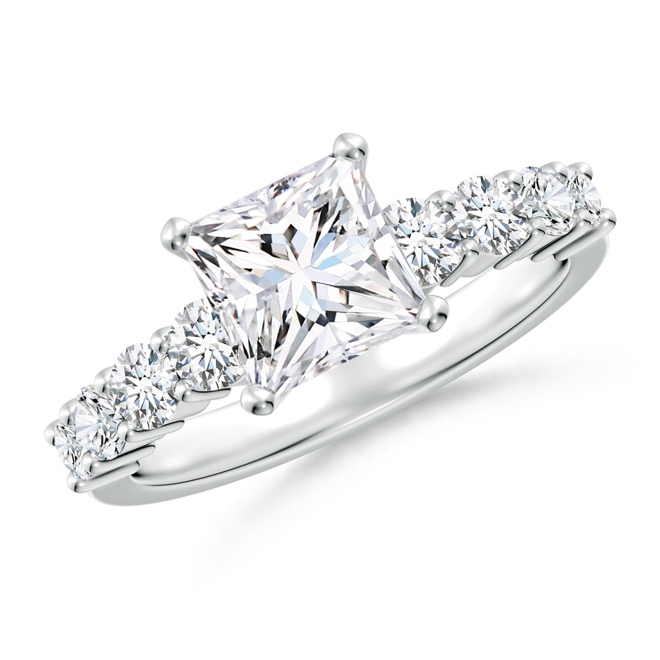 6.5mm FGVS Lab-Grown Solitaire Princess-Cut Diamond Graduated Engagement Ring in White Gold 