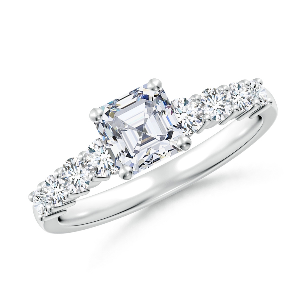 5.5mm FGVS Lab-Grown Solitaire Asscher-Cut Diamond Graduated Engagement Ring in White Gold