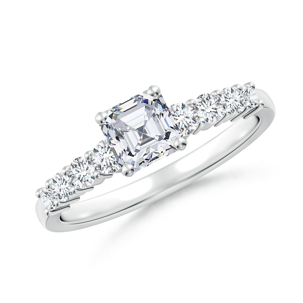 5mm FGVS Lab-Grown Solitaire Asscher-Cut Diamond Graduated Engagement Ring in White Gold