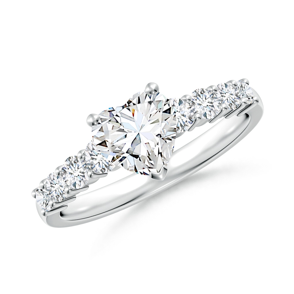 6.5mm FGVS Lab-Grown Solitaire Heart Diamond Graduated Engagement Ring in White Gold