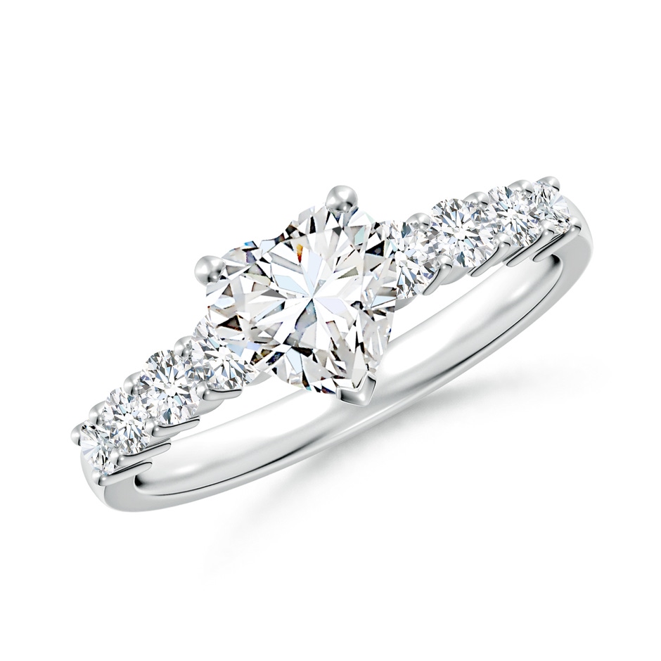 6.5mm FGVS Lab-Grown Solitaire Heart Diamond Graduated Engagement Ring in White Gold 